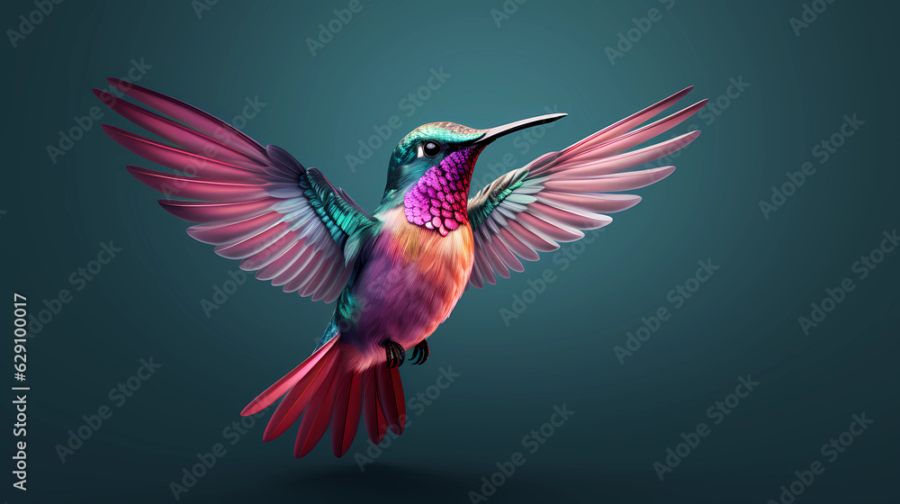 Hummingbird 3D cute simple background
