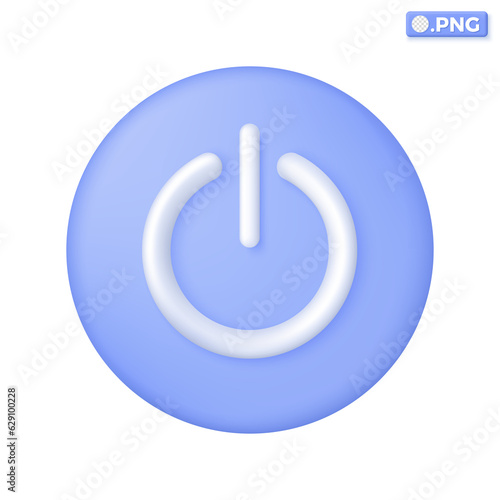 Push start button power icon symbols. Shut down, power on/off for web or mobile concept. 3D vector isolated illustration design. Cartoon pastel Minimal style. You can used for design ux, ui, print ad.