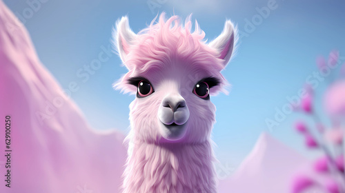 Llama 3D cute simple background
