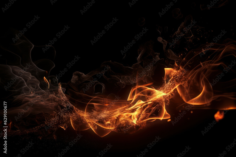 Hot and intense fire creating a backdrop of orange and yellow flames on a dark canvas. AI Generative Hot and intense fire creating a backdrop of orange and yellow flames on a dark canvas. AI Generative