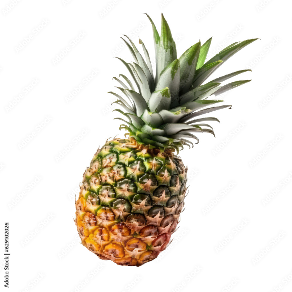 A ripe pineapple on a clean white background. PNG. Transparent. Generative AI A ripe pineapple on a clean white background. PNG. Transparent. Generative AI