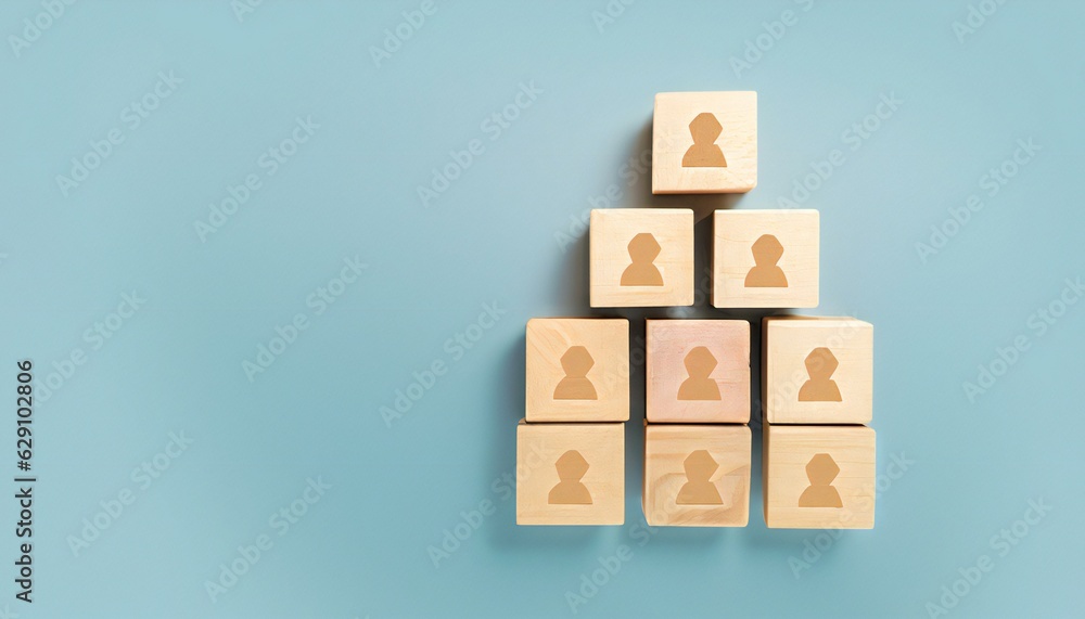 Obraz premium Businessman Hand holding a wooden block target board icon on wooden cube block with icon business strategy. Service concept of business to success Business strategy planning To market victory. 