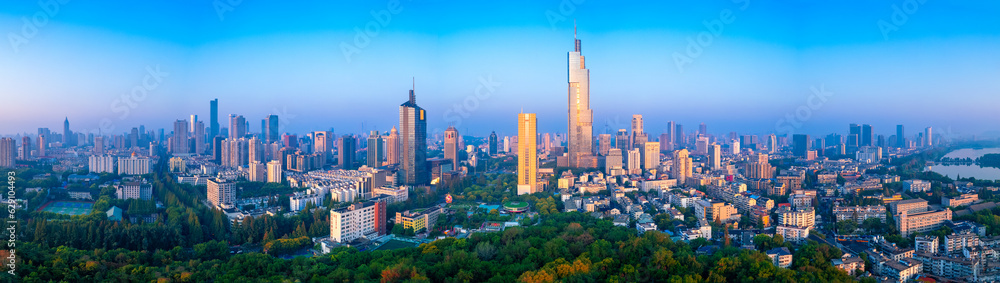 Fototapeta premium Aerial Photography of the Central Business District in Nanjing, China