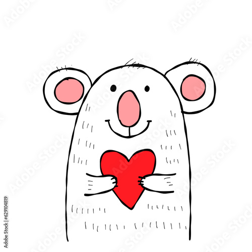 Cute koala bear with heart. Be my Valentine. Valentine's day banner, backgrou...