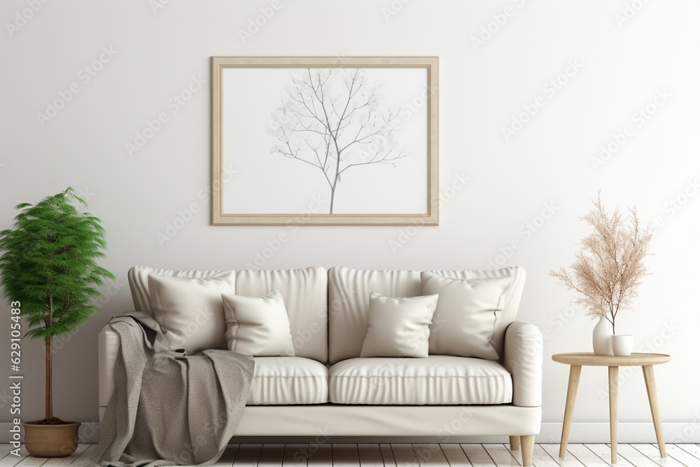 Fototapeta premium Ultra Realistic Farmhouse Style Living Room Interior Created with Generative AI