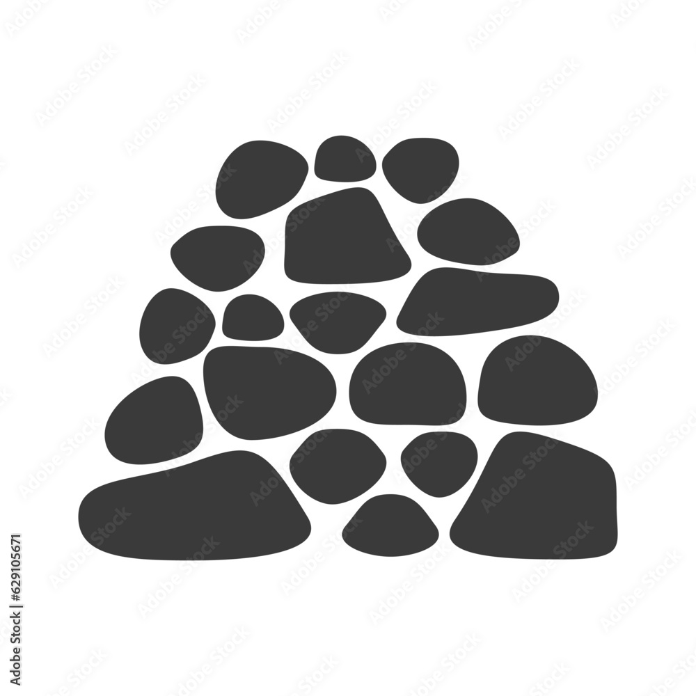 Pile of stones glyph icon isolated on white background.Vector illustration.