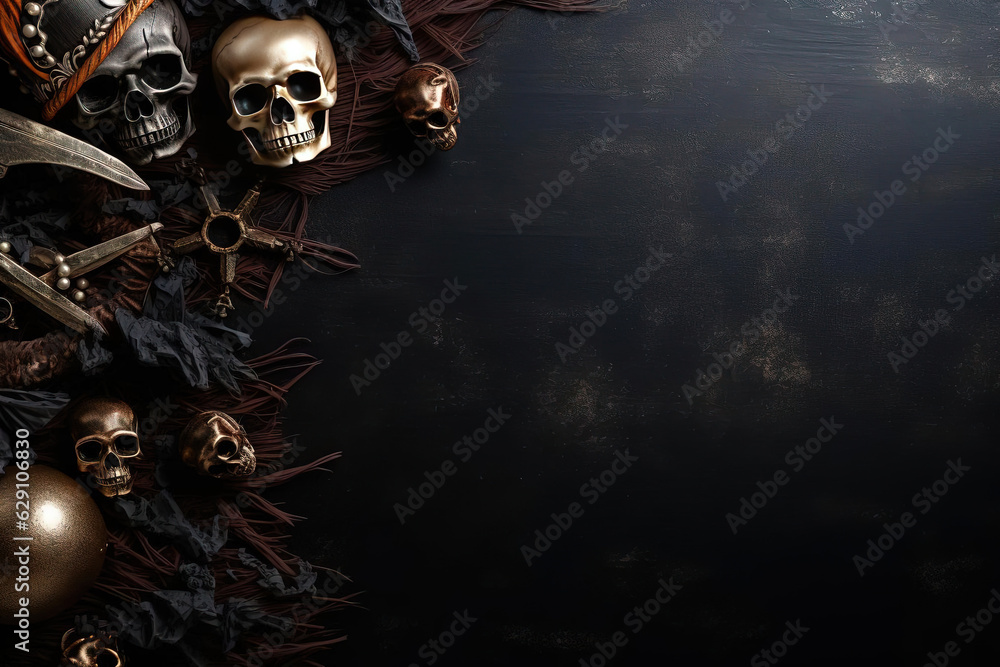 Creepy Halloween Illustration: Mysterious Theme on Dark Background. Generative AI