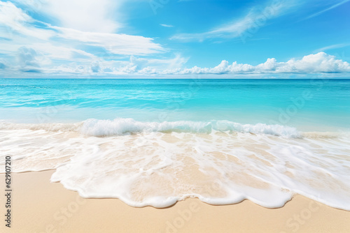 Turquoise blue sea and summer blue sky