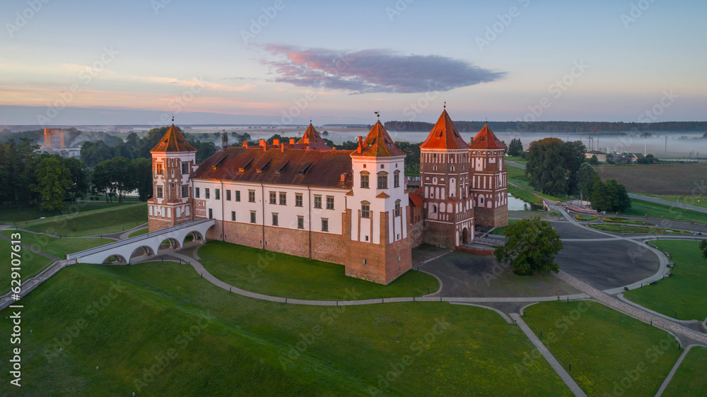 Beautiful belarusian castle from bird's eye view