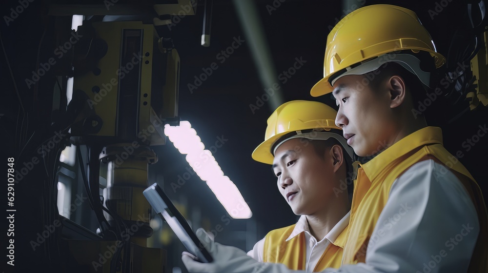 Male engineer professional working using skill maintainance machinery engine in manufacturing modern industrial factory warehouse engineer concept,ai generate Male engineer professional working using skill maintainance machinery engine in manufacturing modern industrial factory warehouse engineer concept,ai generate