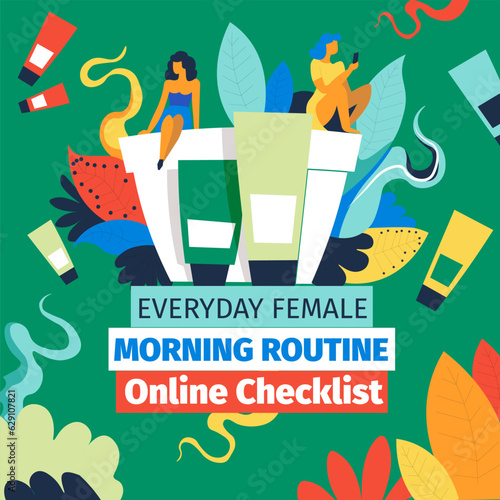 Everyday female morning routine online checklist