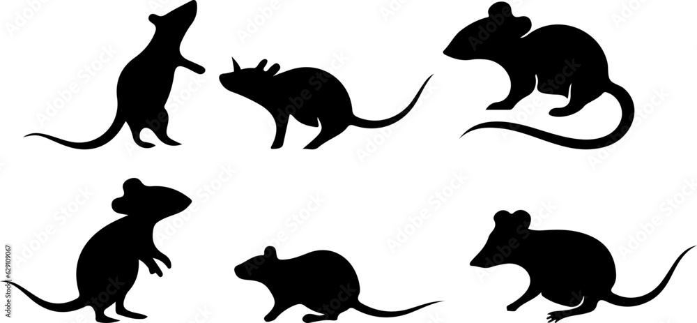 set of Mouse  silhouettes