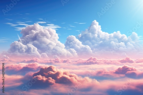 Clouds and sky with pastel color background, beautiful pink clouds painting in the sky