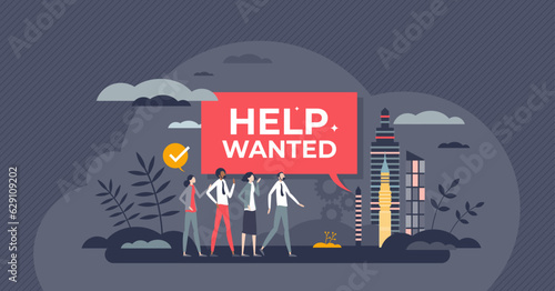 Recruiting, hire and attracting talent to company staff members tiny person concept. Search employee as human resources headhunting work vector illustration. Professional business team acquisition.