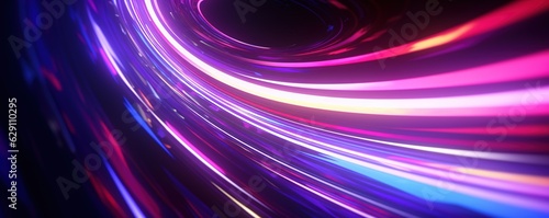 abstract futuristic background with pink blue glowing neon moving high speed wave lines and bokeh lights. Data transfer concept Fantastic wallpaper © AKKA