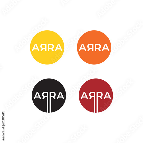 arra logo design, inscription ara with a circle, brand name arra