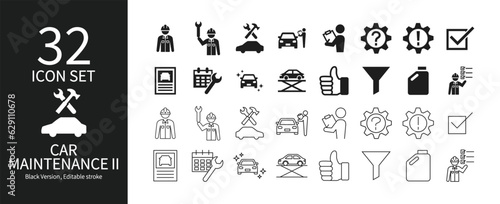 Icon set related to car maintenance