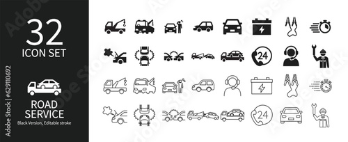 Icon set related to road service