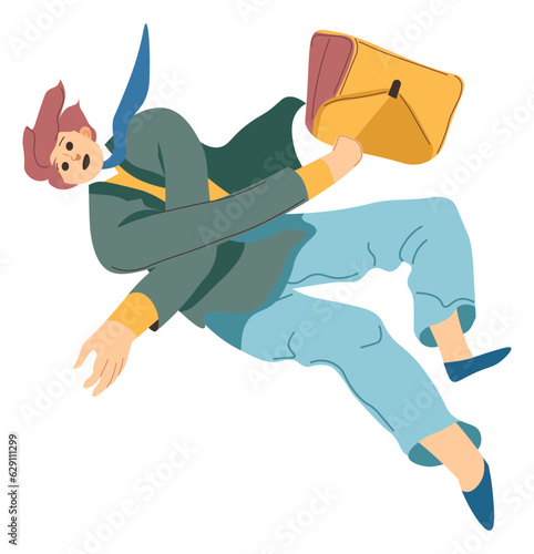 Man with briefcase falling down by accident vector