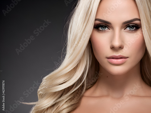 Blonde model with brushed hair