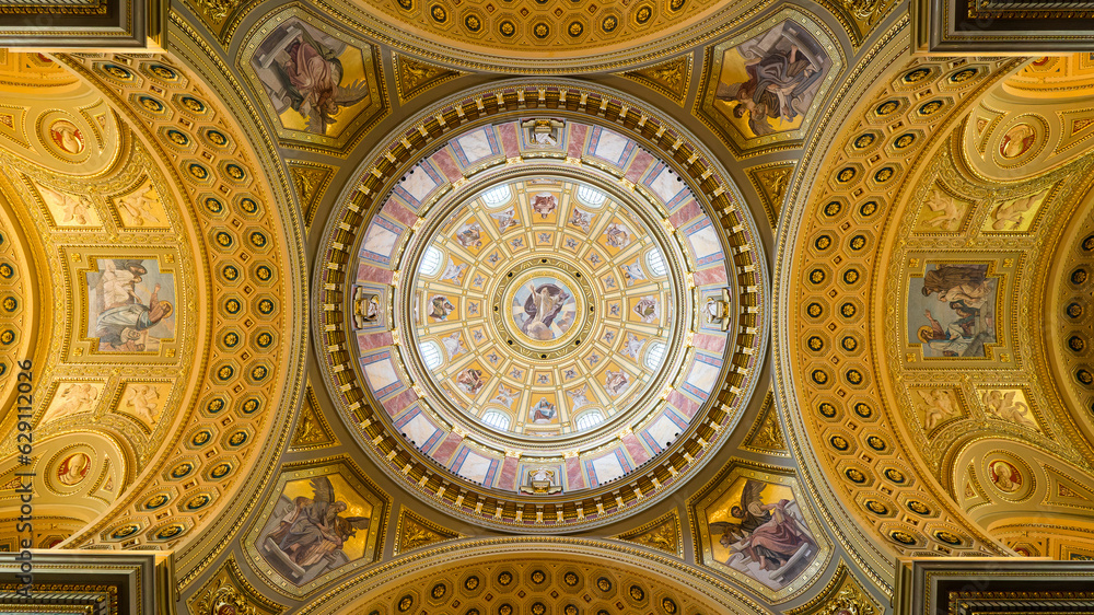 interior and dome of the st stefens basilica in Budapest