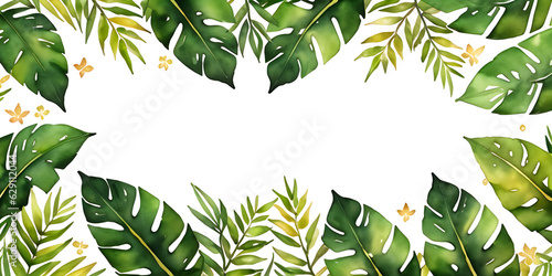 frame of tropical leaves frame border with room for copy