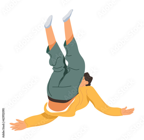Man falling down, lying on ground in pain vector
