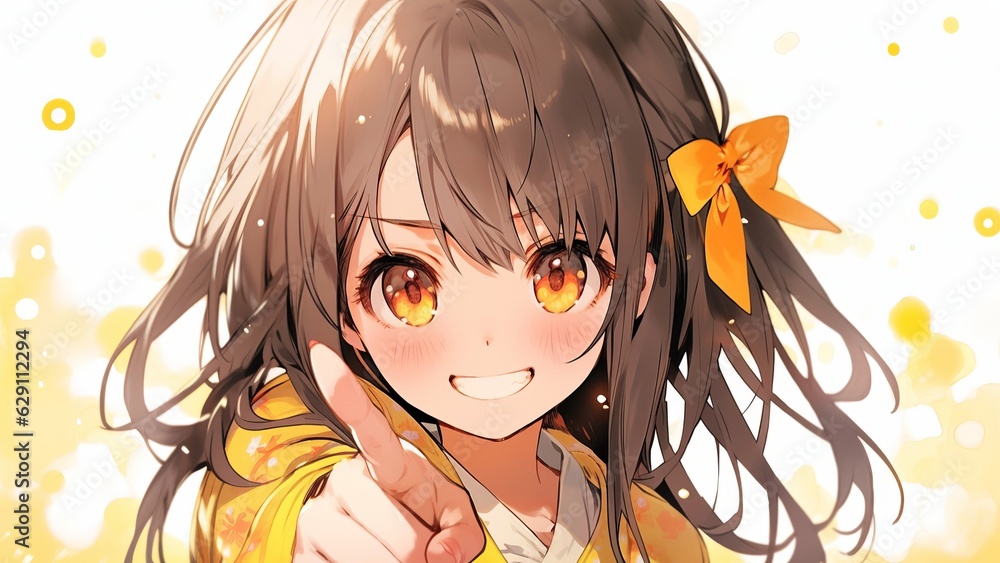 Naklejka premium 指差しする女の子,Generative AI AI画像