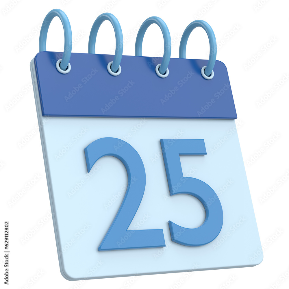 3D calendar. Day 25. Twenty-fifth day of the month. 3D illustration. 3D calendar. Day 25. Twenty-fifth day of the month. 3D illustration.