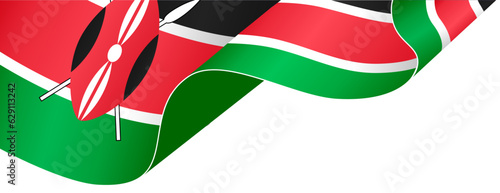 Kenya flag wave isolated on png or transparent background