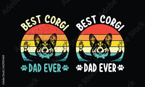 Foto Best corgi dad ever- Retro vintage t shirt design.