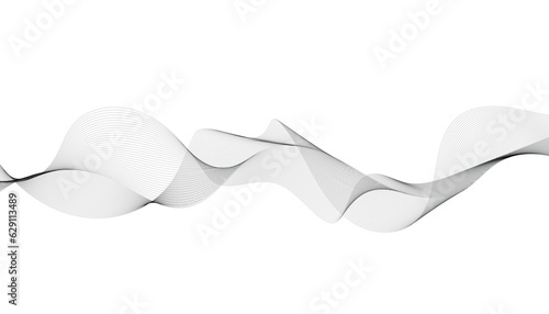 Abstract wave element for design. Digital frequency track equalizer. Stylized line art background. Vector illustration. Wave with lines created using blend tool. Curved wavy line, smooth stripe.