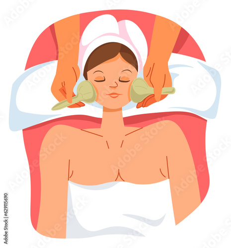 Facial massage for rejuvenation and moisturizing
