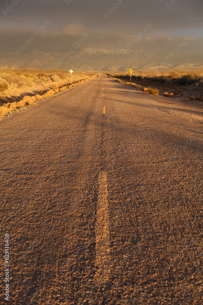 Naklejka premium Road at sunset