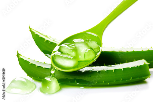 leaf Aloe Vera and Aloe Vera gel on spoon