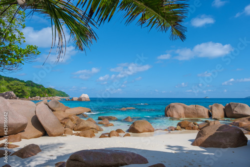 Anse Lazio Praslin Seychelles, tropical beach during a luxury vacation at Seychelles. Tropical beach Anse Lazio Praslin Seychelles Islands