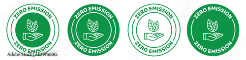 zero carbon emission icon set. reduce co2 footprint vector symbol in green color. carbon emissions reduction stamp. reduce co2 emblem. low carbon pollution logo. photo