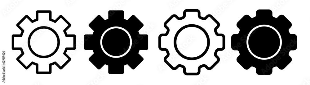 gear icon set. web setting cogwheel vector symbol. cog line sign ...