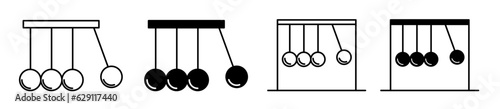 physics pendulum icon set. newton momentum gravity ball vector symbol.