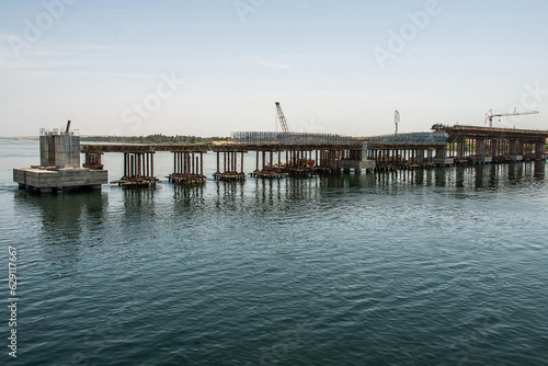 Build of new Nile river Bridge after Luxor in direction Assuan during boat cruise construction site © CL-Medien