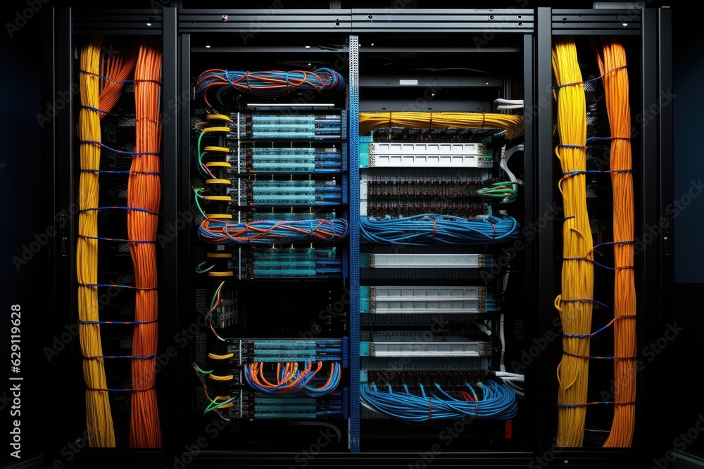 Working Data Center Full of Rack Servers and Supercomputers, Modern Telecommunications, Artificial Intelligence, Supercomputer Technology Working Data Center Full of Rack Servers and Supercomputers, Modern Telecommunications, Artificial Intelligence, Supercomputer Technology