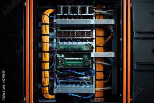 Working Data Center Full of Rack Servers and Supercomputers, Modern Telecommunications, Artificial Intelligence, Supercomputer Technology
