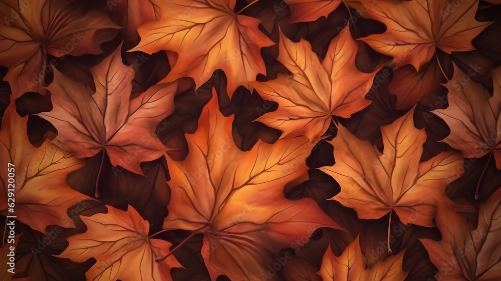 Maple leaves background with copy space in autumn Generative ai Maple leaves background with copy space in autumn Generative ai