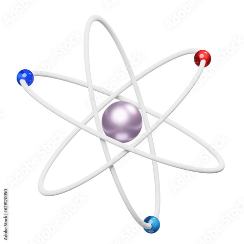 atom model 3d illustration