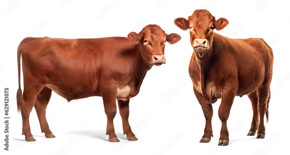 Red Angus cattle isolated on transparent background, png