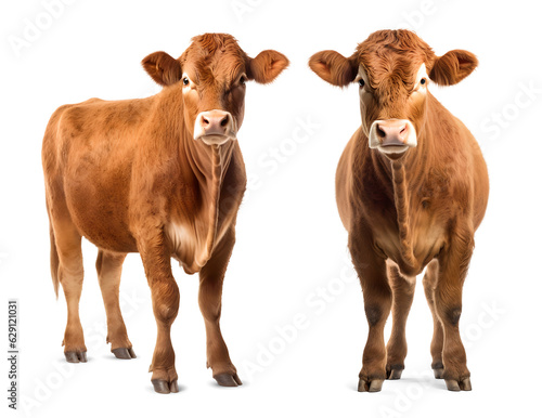 Limousin cattle isolated on transparent background, png photo