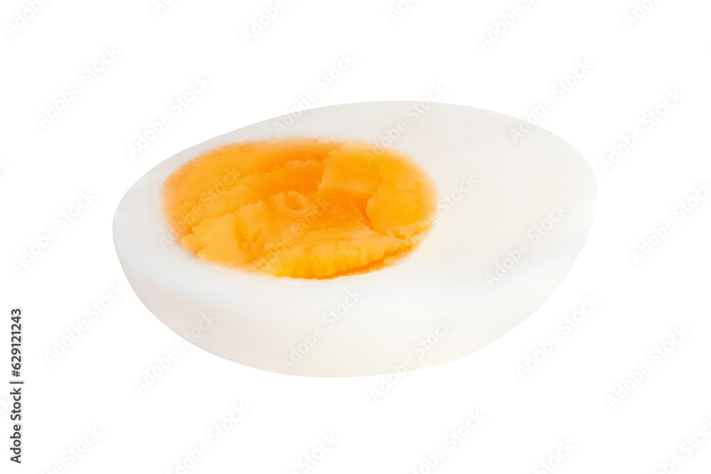 Sliced egg on an isolated white background.
