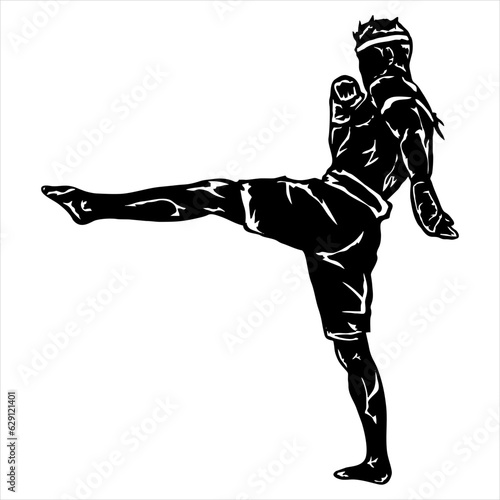 muay thai silhouette vector 