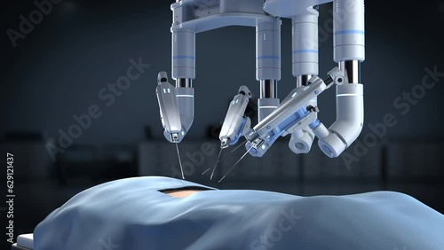 Surgery room with robotic surgery 4k footage