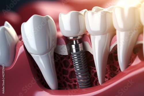 Dental implant, Dental care.  Dentists dental teeth implant